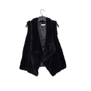 Calvin Klein Women's Black Faux Fur Open Front Vest Size Large